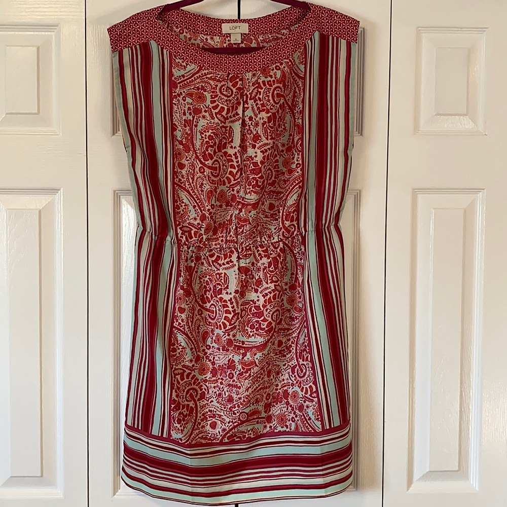 Ann Taylor LOFT Pink Paisley Shift Dress Sz M